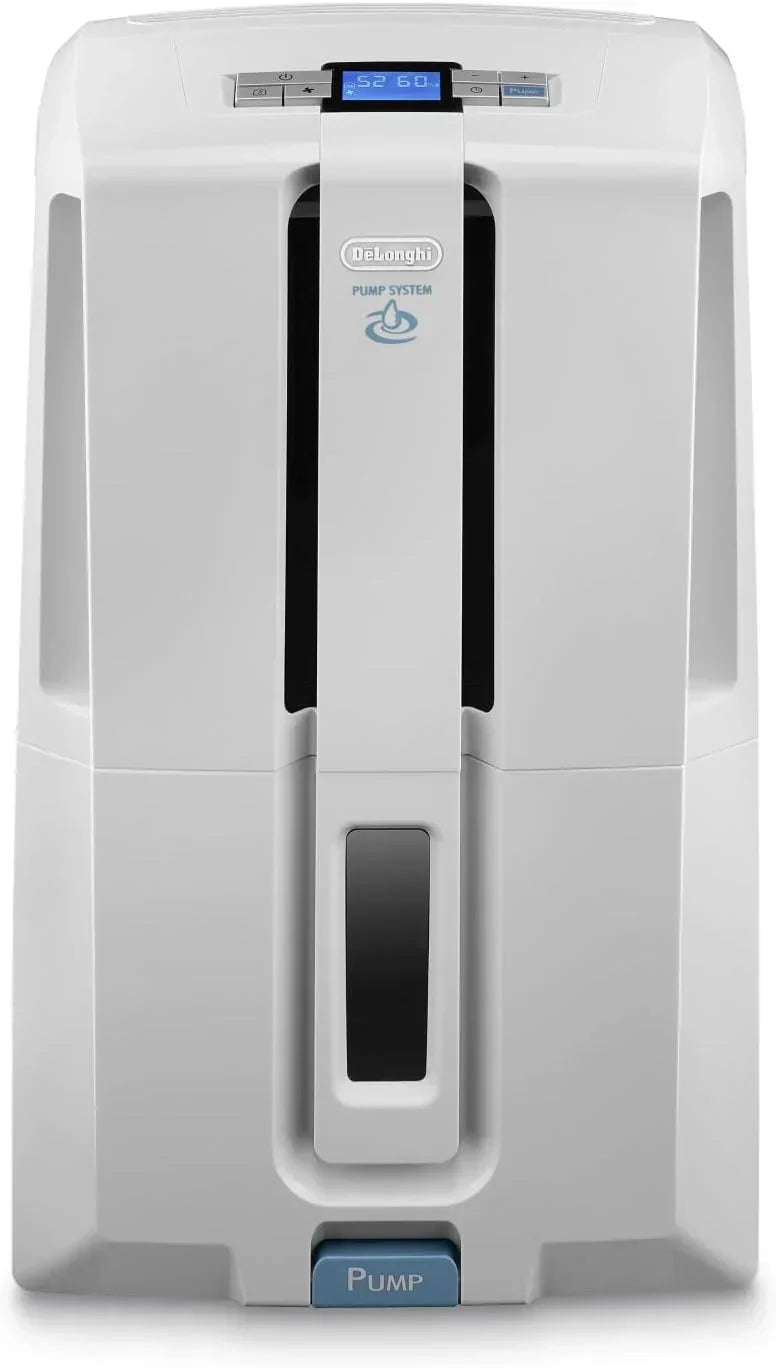 De'Longhi Tasciugo AriaDry Light – Przenośny osuszacz powietrza z technologią Zeolite i jonizatorem, usuwa do 6 l/dzień, do suszenia ubrań, zapobiega pleśni, cichy, funkcja Swing i Timer, szary (DNS65)