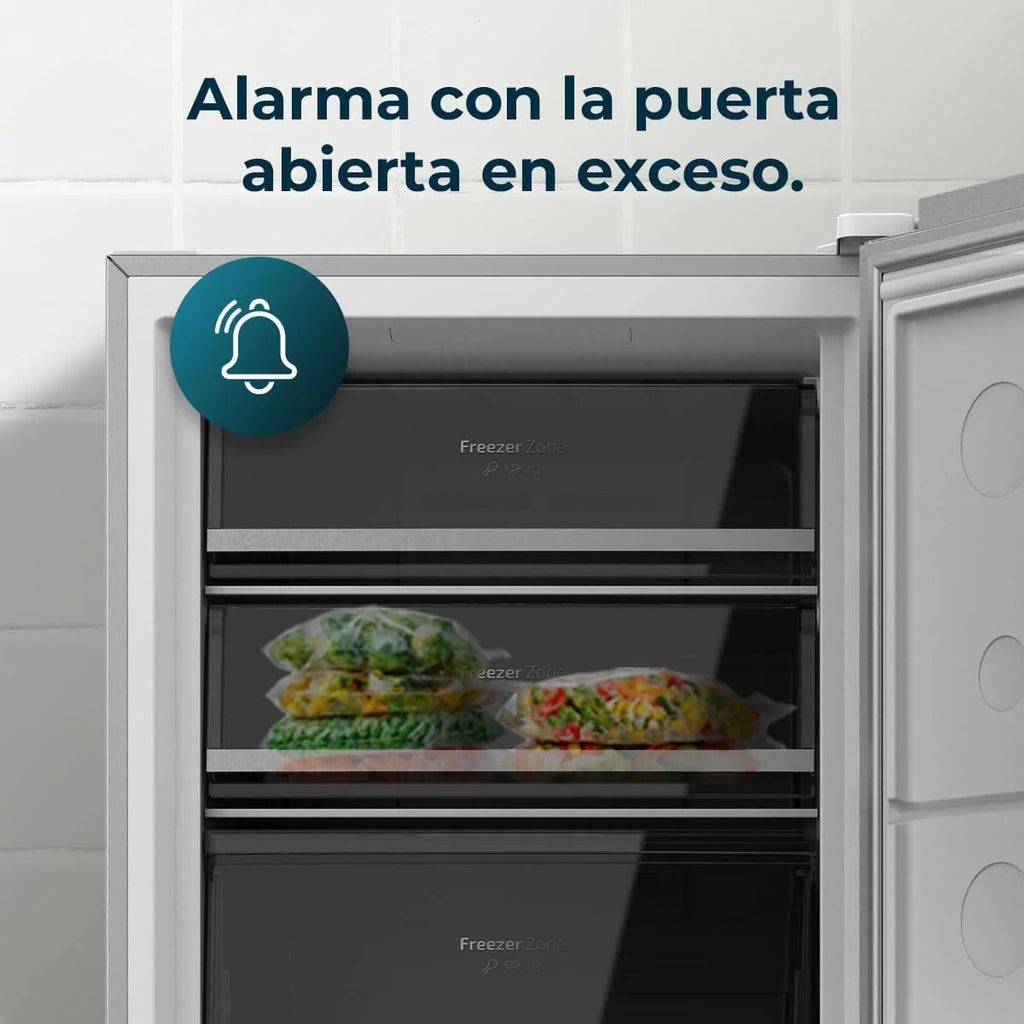Cecotec Zamrażarka pionowa 380L Bolero CoolMarket UF 380 inox D. 1950W, silnik Inverter Plus, niskie zużycie energii, Total No Frost, wyświetlacz w drzwiach, możliwość przekształcenia w lodówkę, Multi Airflow