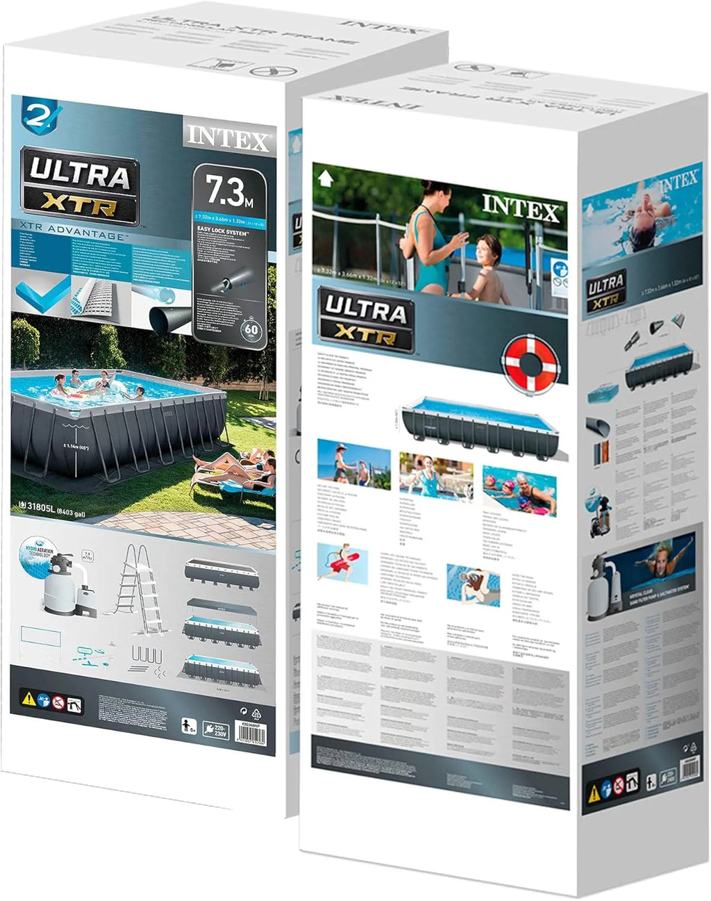 INTEX 55222 - Basen rozporowy 732x366x132 cm Pakiet Deluxe + pompa filtrująca z chlorinatorem