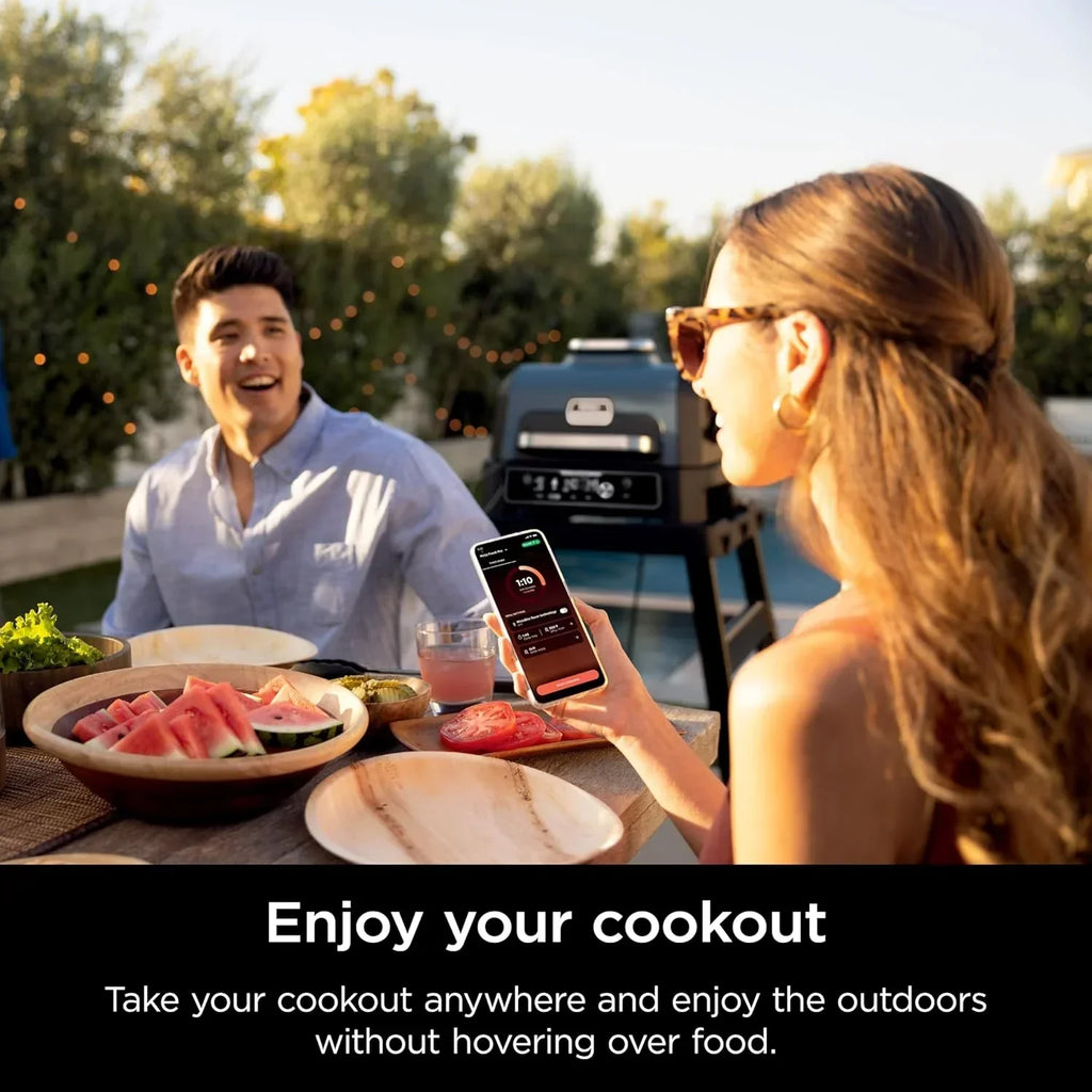 Ninja Woodfire Pro XL 4 w 1, grill i wędzarnia ogrodowa, termometr, główny grill 4 w 1, grill wędzarniczy, zewnętrzna frytkownica powietrzna, piekarnik, przenośny, grill elektryczny, ciemnoszary, model OG850