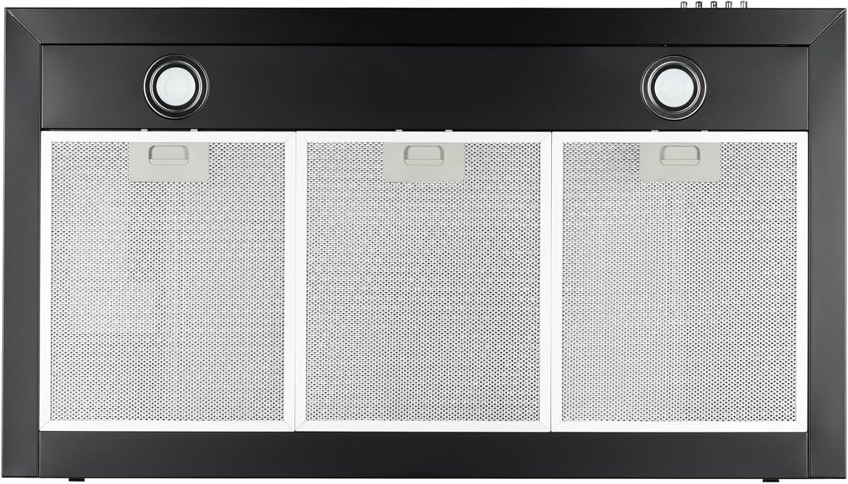 Corberó - Okap Poziomy 90 cm | VOSTOK960B | 647,7 m3/h | 71db | 168W | 3 Prędkości | Sterowanie Przyciskami | 3 Aluminiowe Filtry + Filtr Węglowy | Czarny