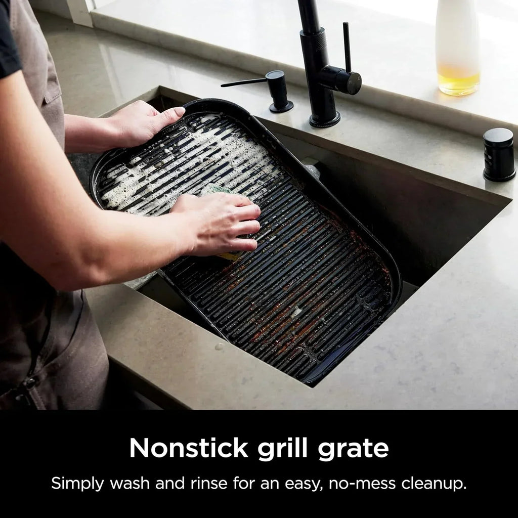 Ninja Woodfire Pro XL Grill i Wędzarnia Zewnętrzna, termometr, master grill 4 w 1, grill wędzarniczy, zewnętrzna frytownica powietrzna, piekarnik, przenośny, grill elektryczny, ciemnoszary, model OG850, 2026
