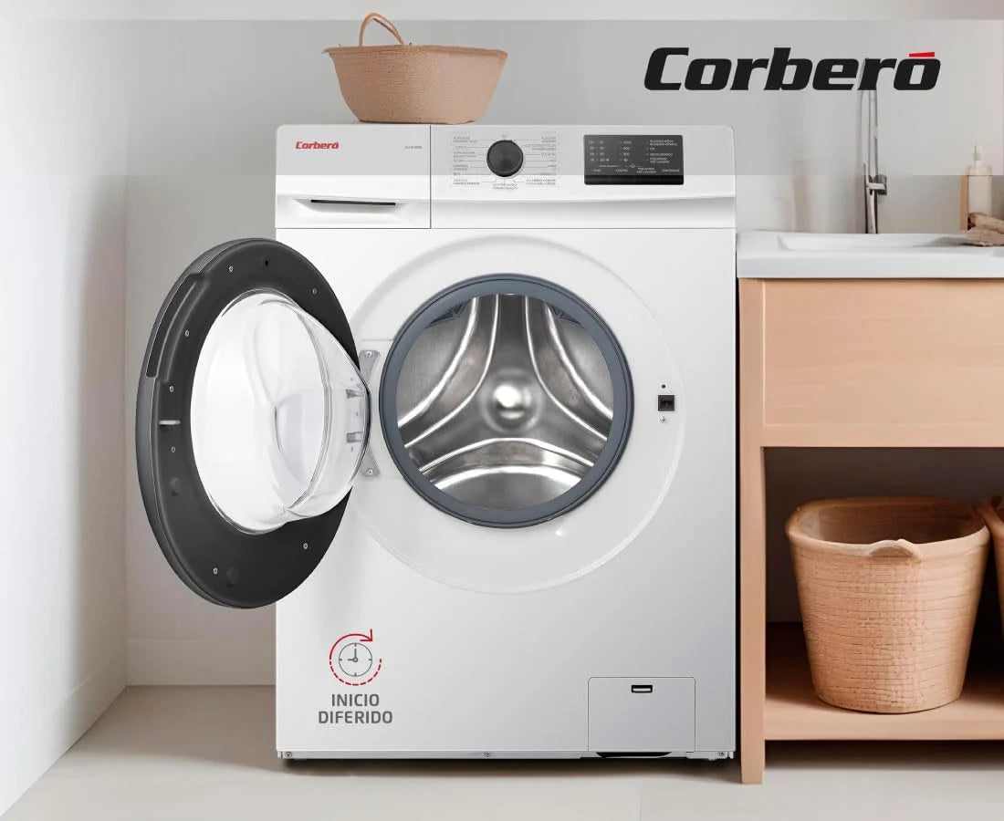 Corberó - Pralka Ładowana Od Frontu | CLH610MC | 6 kg | 1000 obr./min | 15 Programów | Opóźniony Start | Szybkie Pranie | Kolor Biały