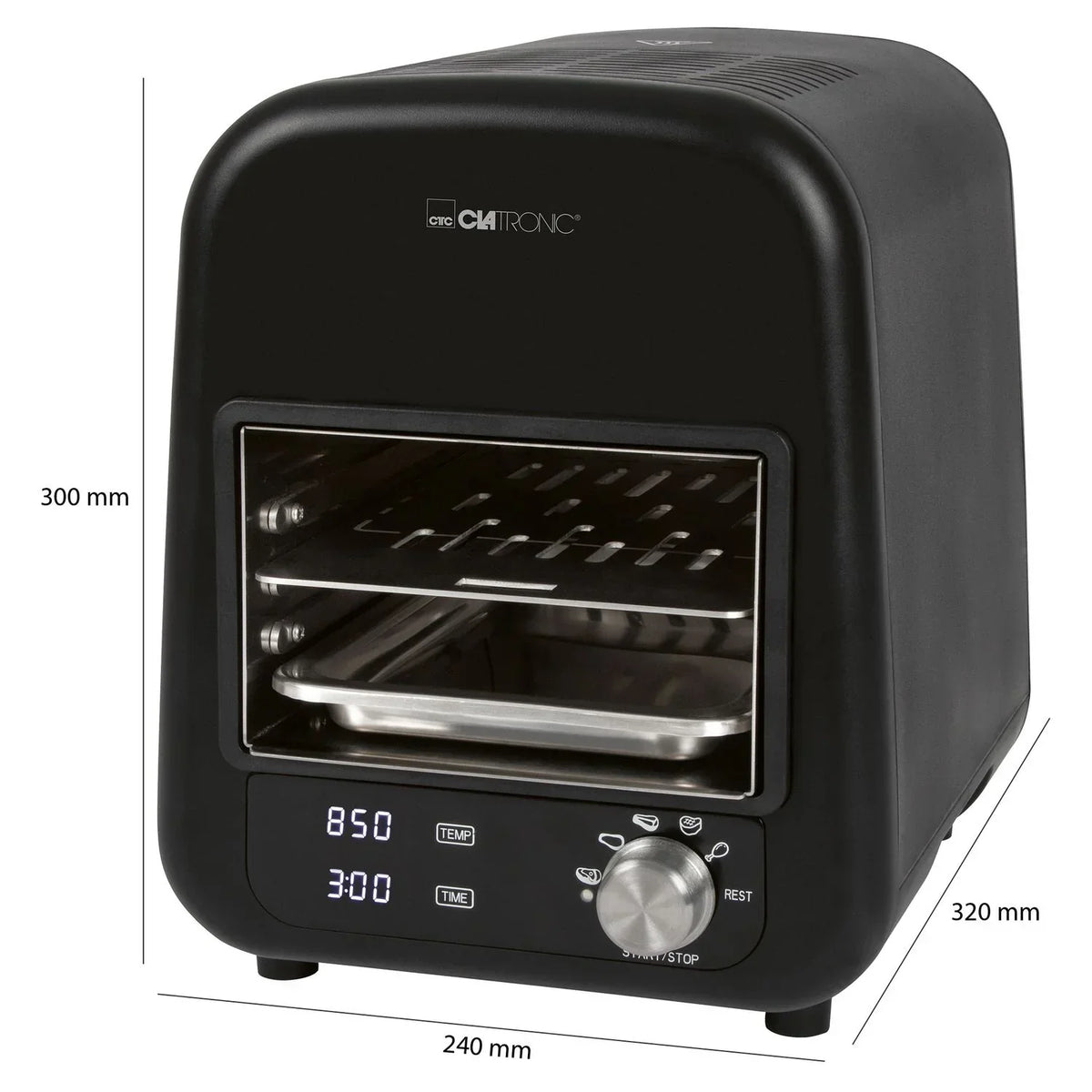 Elektryczny grill na podczerwień Barbacoa, grill ceramiczny, 5 programów gotowania, 850°C, czarny środek, 1600 W Clatronic Ebg 3760