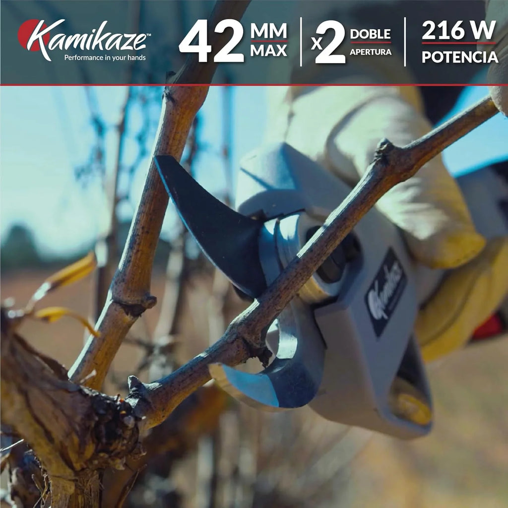 KAMIKAZE KV390 Profesjonalne Nożyce Elektryczne do Przycinania z Akumulatorem Litowym 21,6V, Średnica Cięcia Ø35mm, 2 Akumulatory i Potrójna Ładowarka, Inteligentny Wyświetlacz, Zestaw Konserwacyjny i Walizka Transportowa