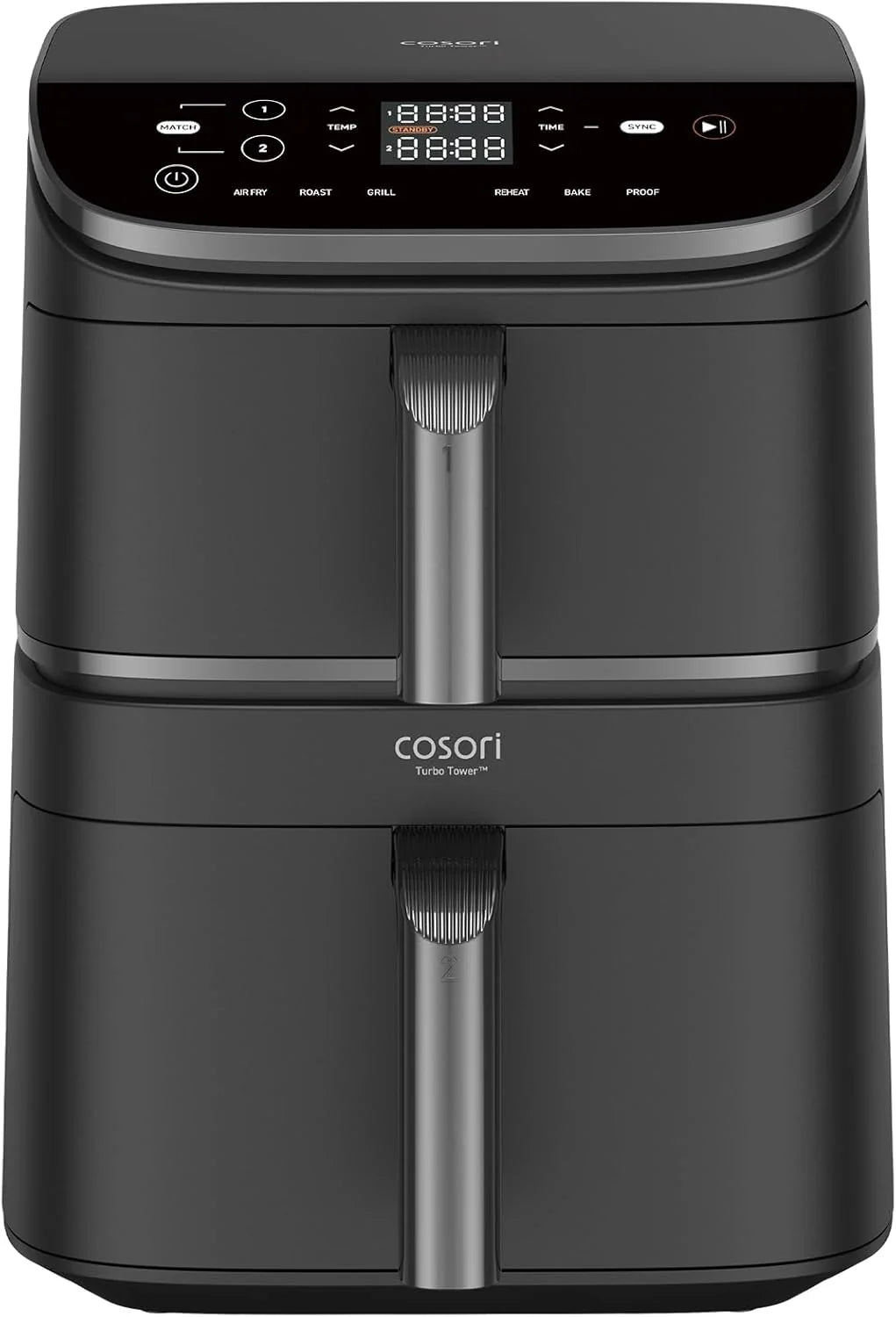 Frytkownica Beztłuszczowa Cosori Turbo Tower 10,8L z Pionowymi Koszami, 3 Poziomy Gotowania, Oszczędność Miejsca, 2630 W, 6 Funkcji, 2 Silniki DC, Ponad 50 Pełnych Przepisów Online