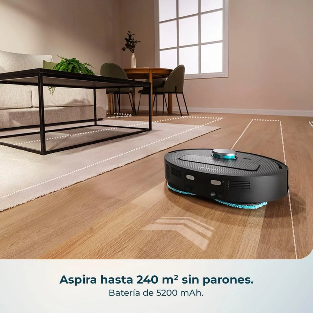 Robot odkurzająco-mopujący Cecotec z bazą samoczyszczącą i aplikacją Conga X50 X-Treme. Nawigacja laserowa, interaktywne mapowanie, 15000 Pa, autonomia 240 minut, podnoszone mopy, baza z 3 pojemnikami
