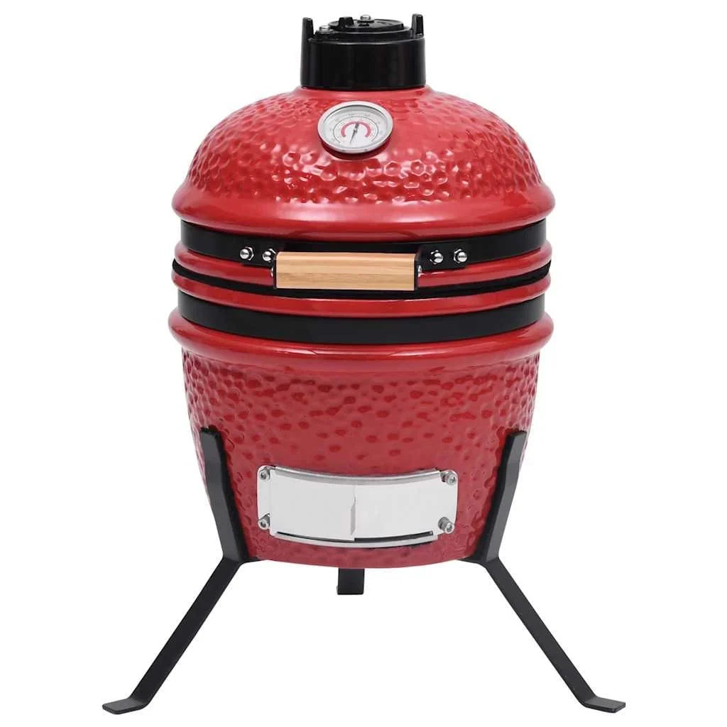 Grill wędzarnia Kamado 2w1 ceramiczna czerwona 56 cm Vidaxl