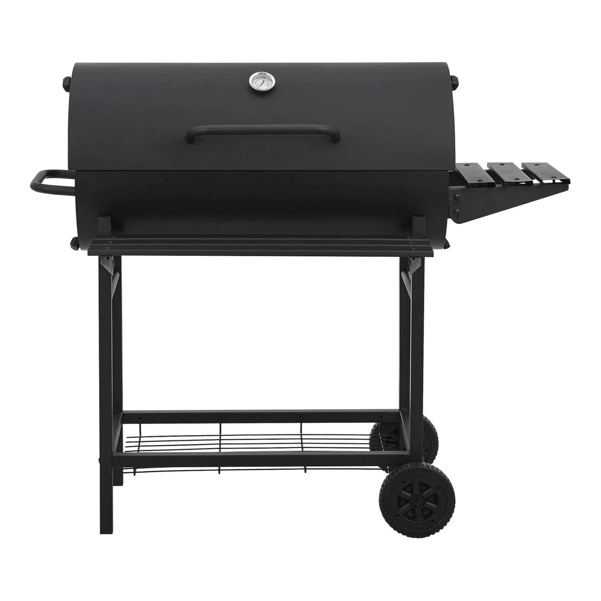 Grill węglowy Armento z 2 kółkami i termometrem, stal - czarny [casa.pro]