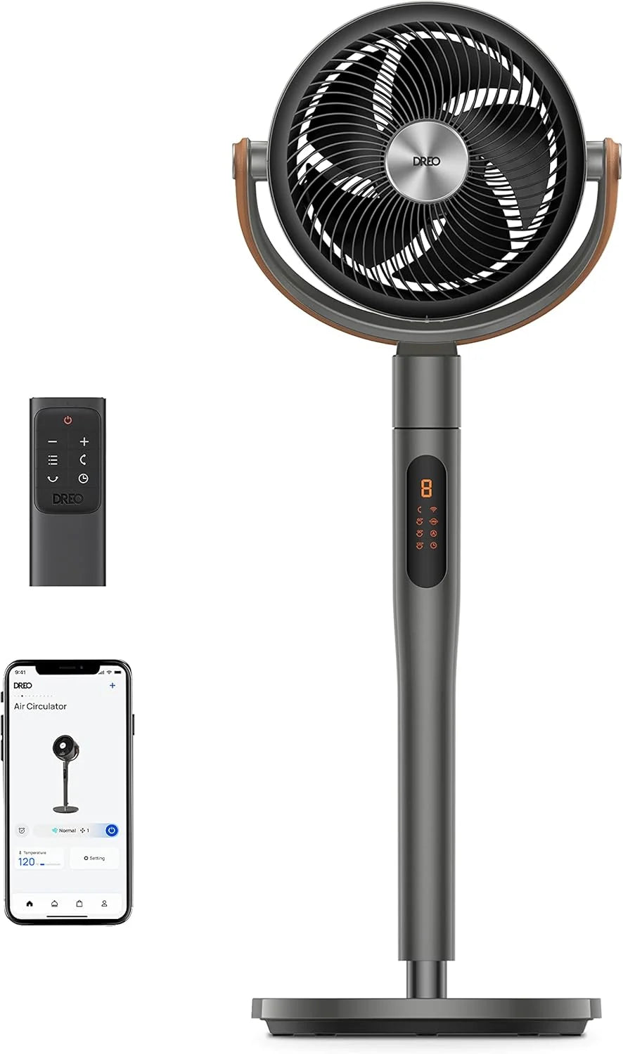 Dreo Quiet Smart Fan 25dB, 30M Range, 1500m³/h Airflow, Turbo Circulator, 110CM Height, 6 Modes, 8 Speeds, 120°+105° Oscillation, PolyFan 513S