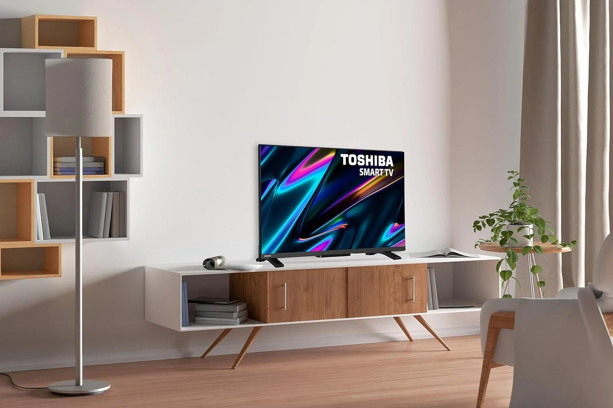 TOSHIBA 32WV2E63DG Smart TV 32" z rozdzielczością HD HDR10, kompatybilny z asystentami głosowymi Alexa i Google, TV Satelitarna, Bluetooth, Dolby Audio