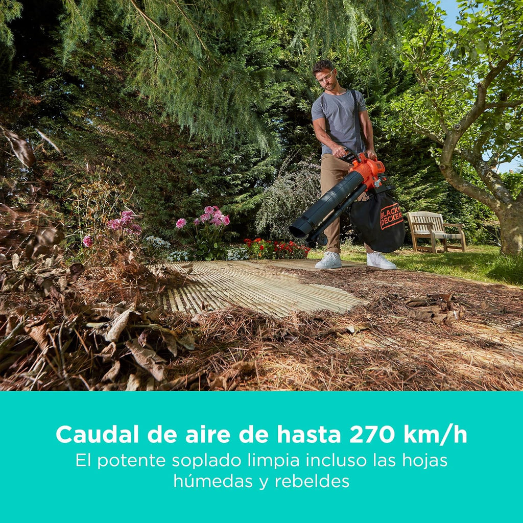 BLACK+DECKER Dmuchawa, odkurzacz i rozdrabniacz do liści 36 V, akumulatorowa, z workiem na liście 45 L i akumulatorem litowym 2,5 Ah, BCBLV3625L1-QW