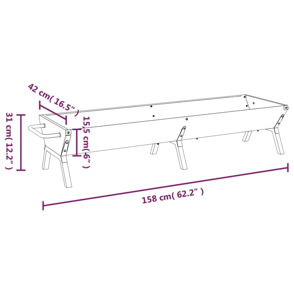 Taca grillowa, stal nierdzewna, srebrna, 158x42x31 cm, Vidaxl