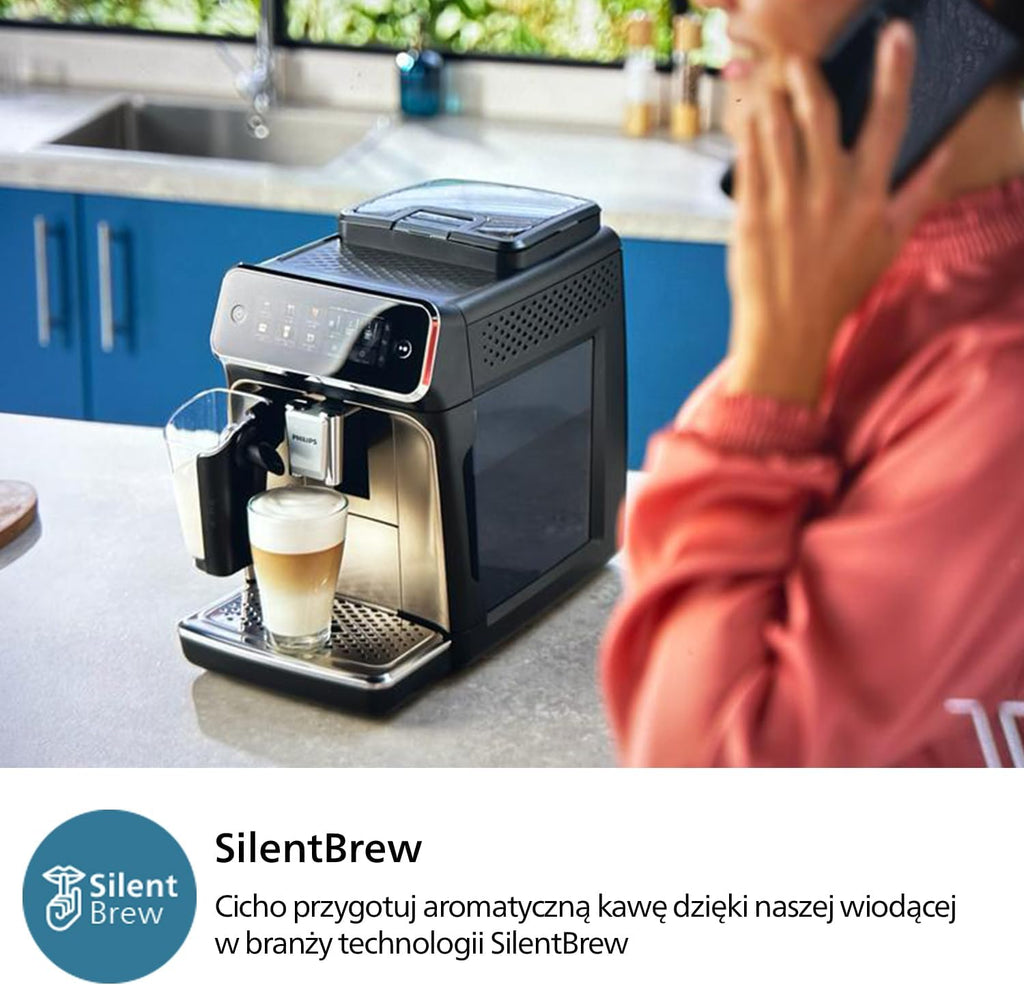Philips 2200 Series Automatyczny ekspres do kawy - 2 rodzaje kawy, wyświetlacz dotykowy, klasyczny spieniacz do mleka, ceramiczny młynek, matowa czerń (EP2220/10)