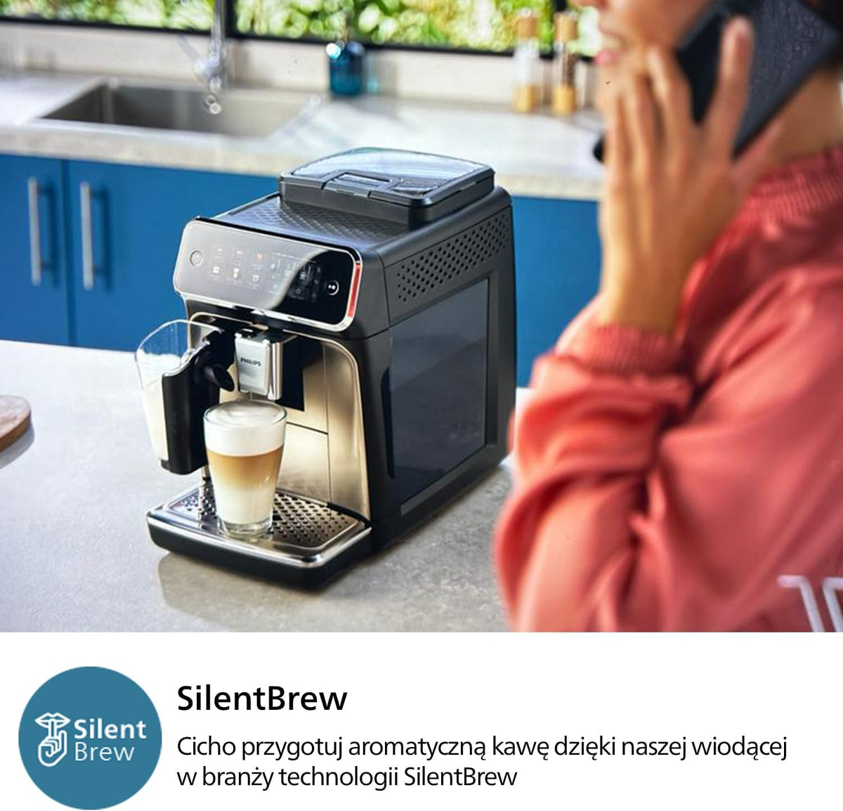 Philips 2200 Series Automatyczny ekspres do kawy - 2 rodzaje kawy, wyświetlacz dotykowy, klasyczny spieniacz do mleka, ceramiczny młynek, matowa czerń (EP2220/10)