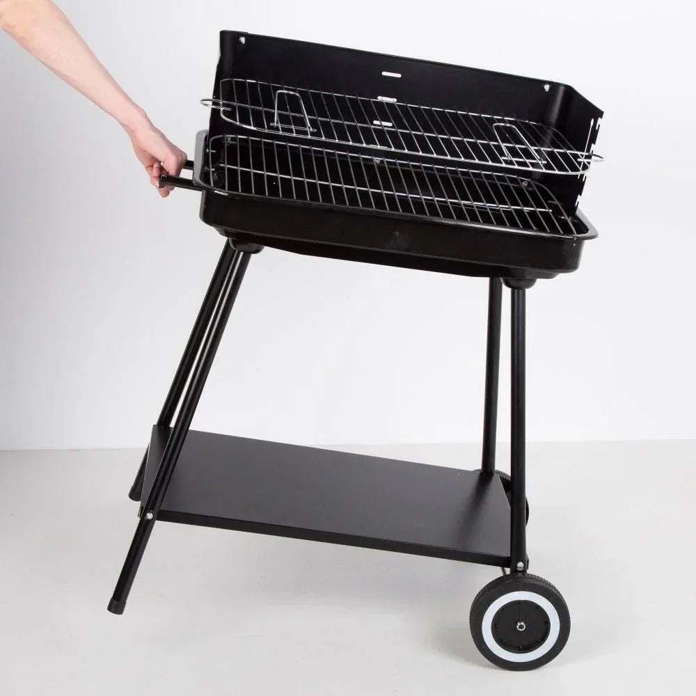 Przenośny Grill Stalowy 55x43x82 cm - Aktive. Czarny