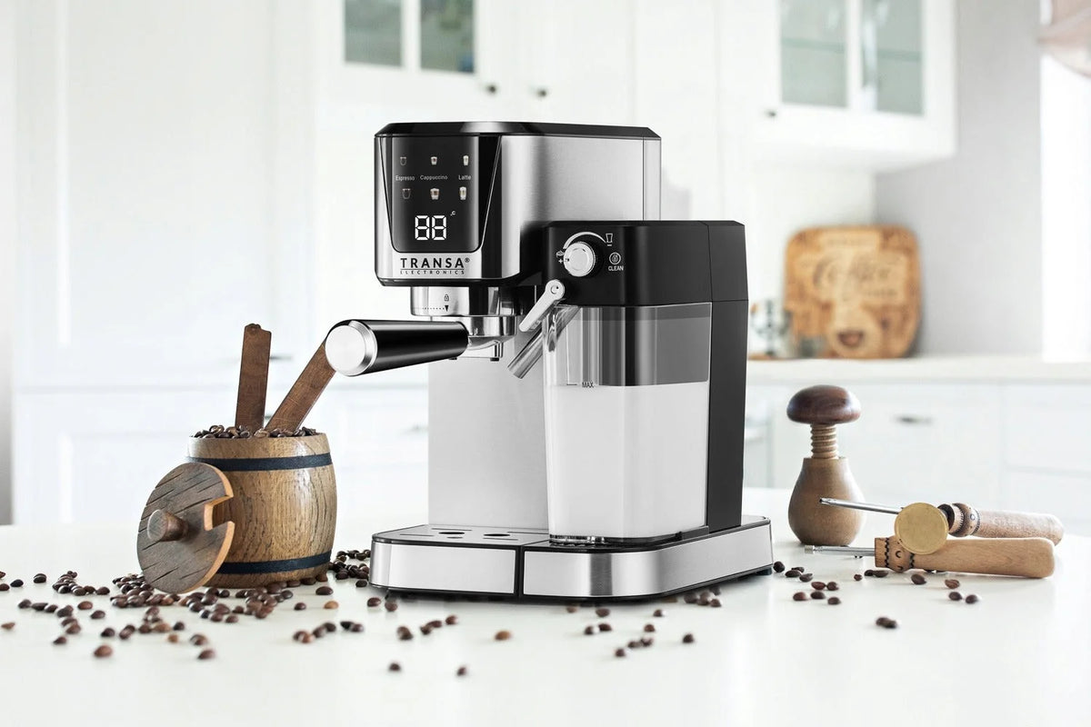 Portafilter espresso machine with AUTOMATIC LCD frother ULKA 20 BAR pump