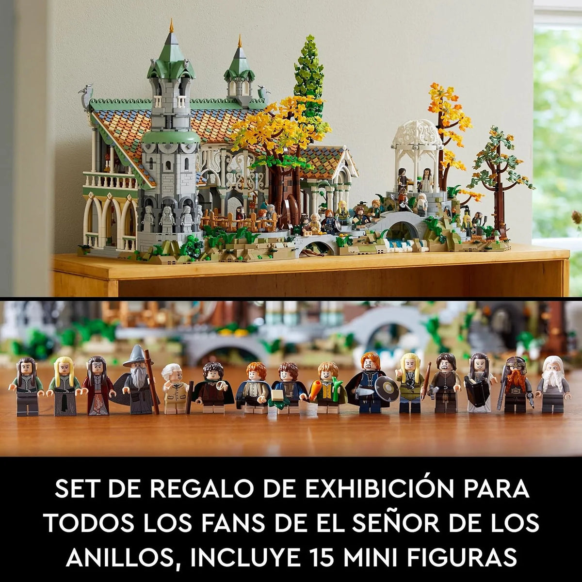 Icons Władca Pierścieni: RIVENDELL – Prezent na Dzień Ojca – Model Śródziemia do Zbudowania – Wielki Zestaw z 15 Minifigurkami, w tym Frodo, Bilbo, Gandalf i Legolas 10316