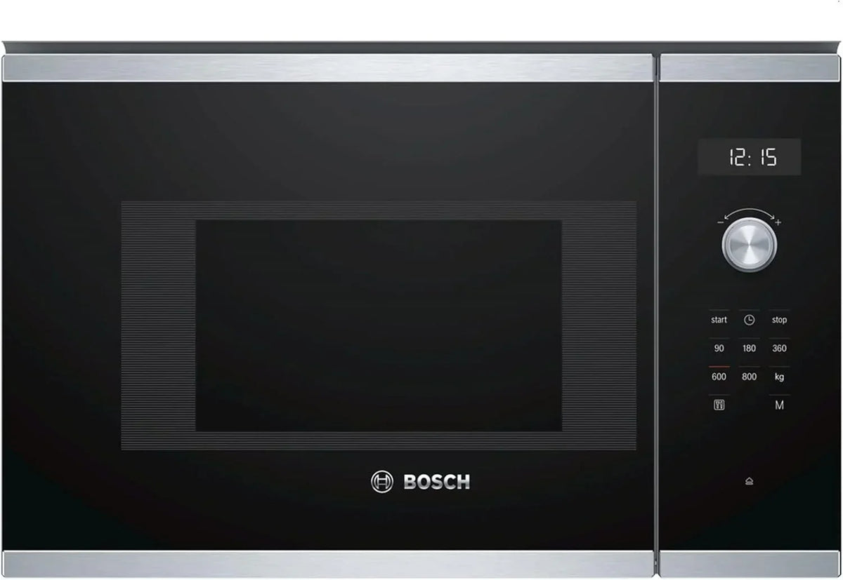 Bosch Seria 6 BFL524MB0 Zintegrowana kuchenka mikrofalowa (Do zabudowy, Mikrofalówka z grillem, 20 L, 800 W, Obrotowe, Dotykowe, Czarna)