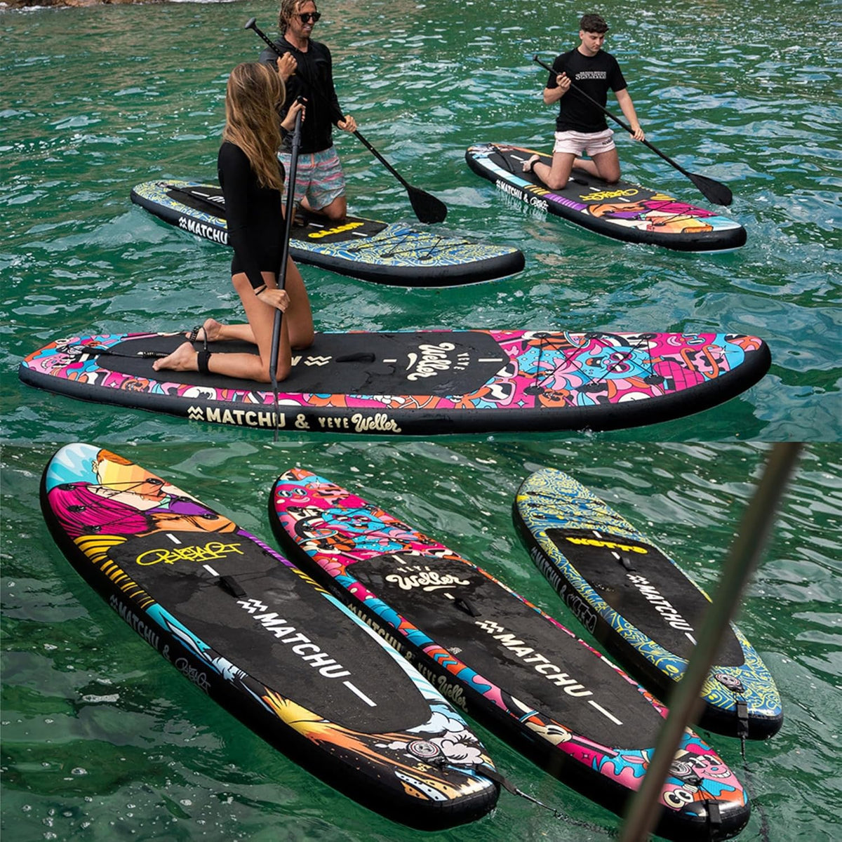 MATCHU - Nadmuchiwana Deska SUP - Paddleboard - Edycja Limitowana - Z Certyfikatem - Kompletny Zestaw - 320x81x15 CM - Ładowność 150 KG - Kolekcja Artystyczna