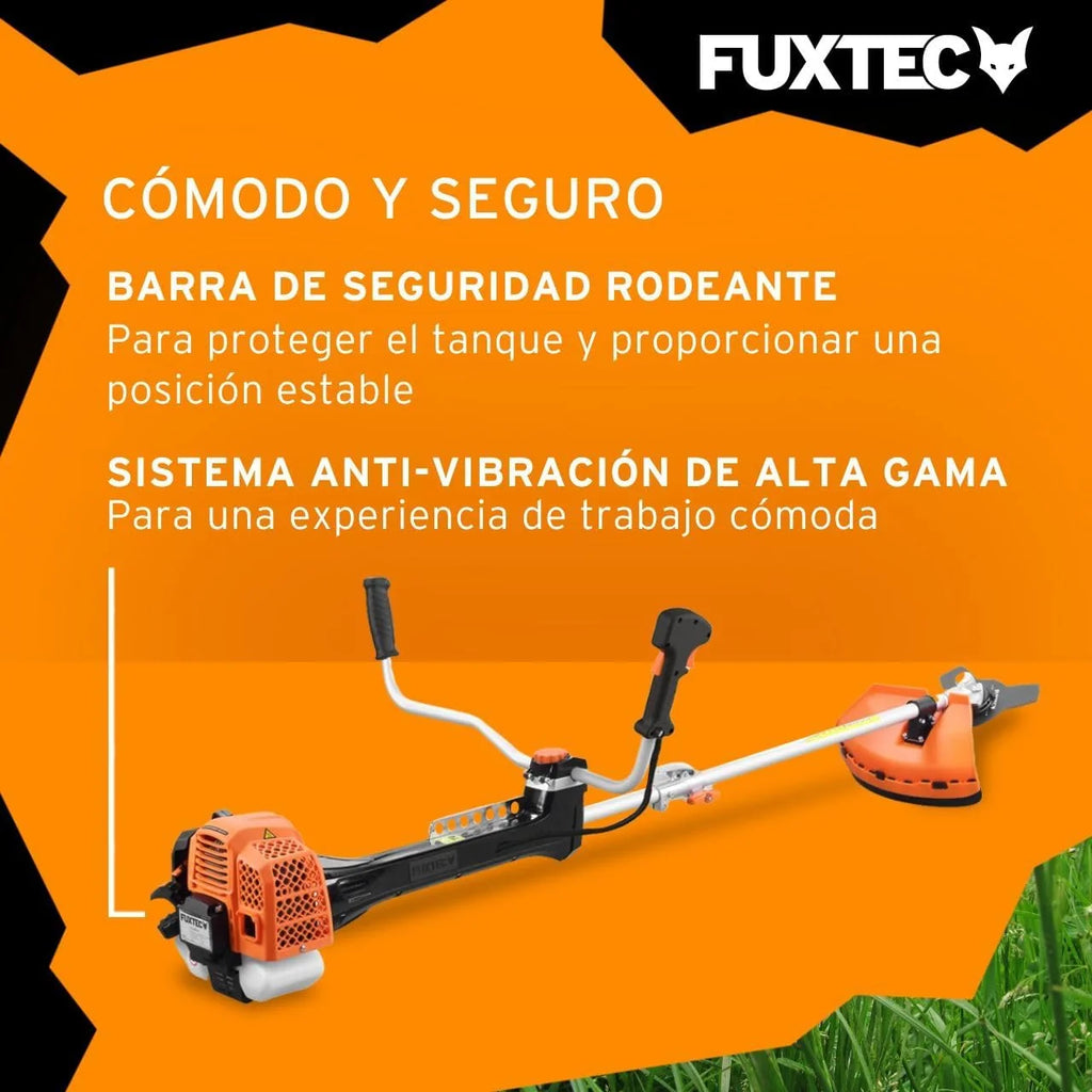 FUXTEC Profesjonalna kosa spalinowa 62 cm³, 3,5 KM, urządzenie wielofunkcyjne 2w1, z paskiem na ramię, system antywibracyjny, podkaszarka wielofunkcyjna, silnik 2-suwowy