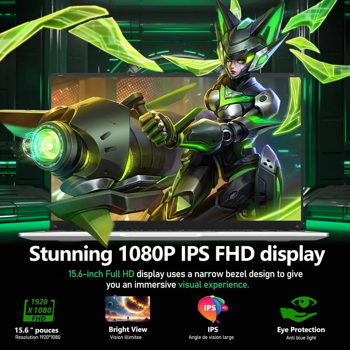 Laptop 15,6 cala, PC przenośny Celeron N4000 8GB LPDDR4 256GB SSD, Notebook 1920*1080 IPS FHD Ekran, Laptopy Mini HDMI Laptop Win 11 Pro Karta TF USB 3.0 Komputer
