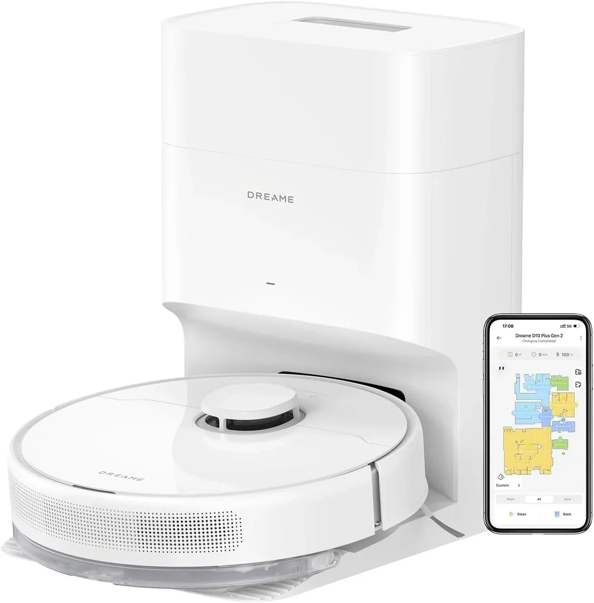 DREAME D20 Pro Plus Robot sprzątający 2 w 1 z funkcją odkurzania i mycia, 13 000 Pa, podwójna szczotka do sierści zwierząt, czyszczenie narożników, opróżnianie, nawigacja LDS, unikanie przeszkód laserem, podłogi twarde/dywany, 5200 mAh