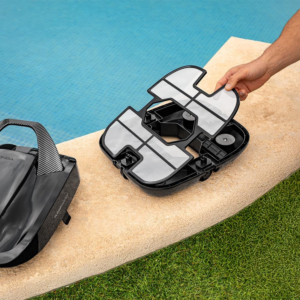 Cecotec Robot do czyszczenia basenu bezprzewodowy Conga Pooldroid 2000 FloorMaster. Czas pracy 100 min, Basen bez pochyłości, do 80m2, Maksymalna głębokość 2,5m, Pojemność 2,5L, Filtr o wysokiej wydajności