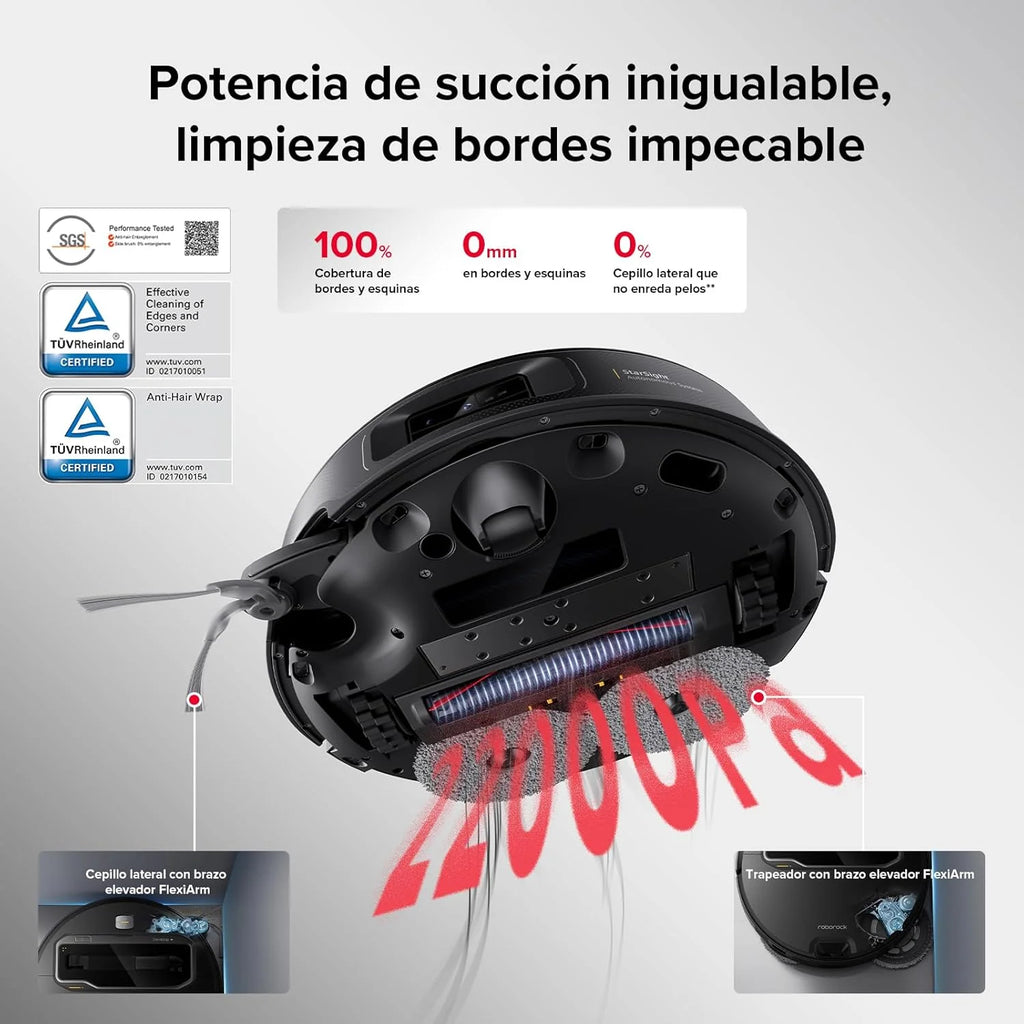 roborock Saros Z70 Robot odkurzający z 5-osiowym składanym ramieniem OmniGrip, siłą ssania 22000 Pa, podwójnym systemem zapobiegającym plątaniu się, ultracienką konstrukcją 7,98 cm i możliwością omijania 108 rodzajów przeszkód, czarny