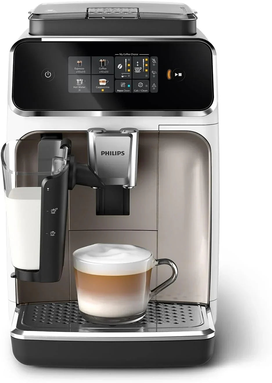 Ekspres automatyczny Philips seria 2300 - System mleczny LatteGo, 4 rodzaje kawy, Kolorowy ekran dotykowy, SilentBrew, Ceramiczny młynek, Matowa czerń (EP2330/10)