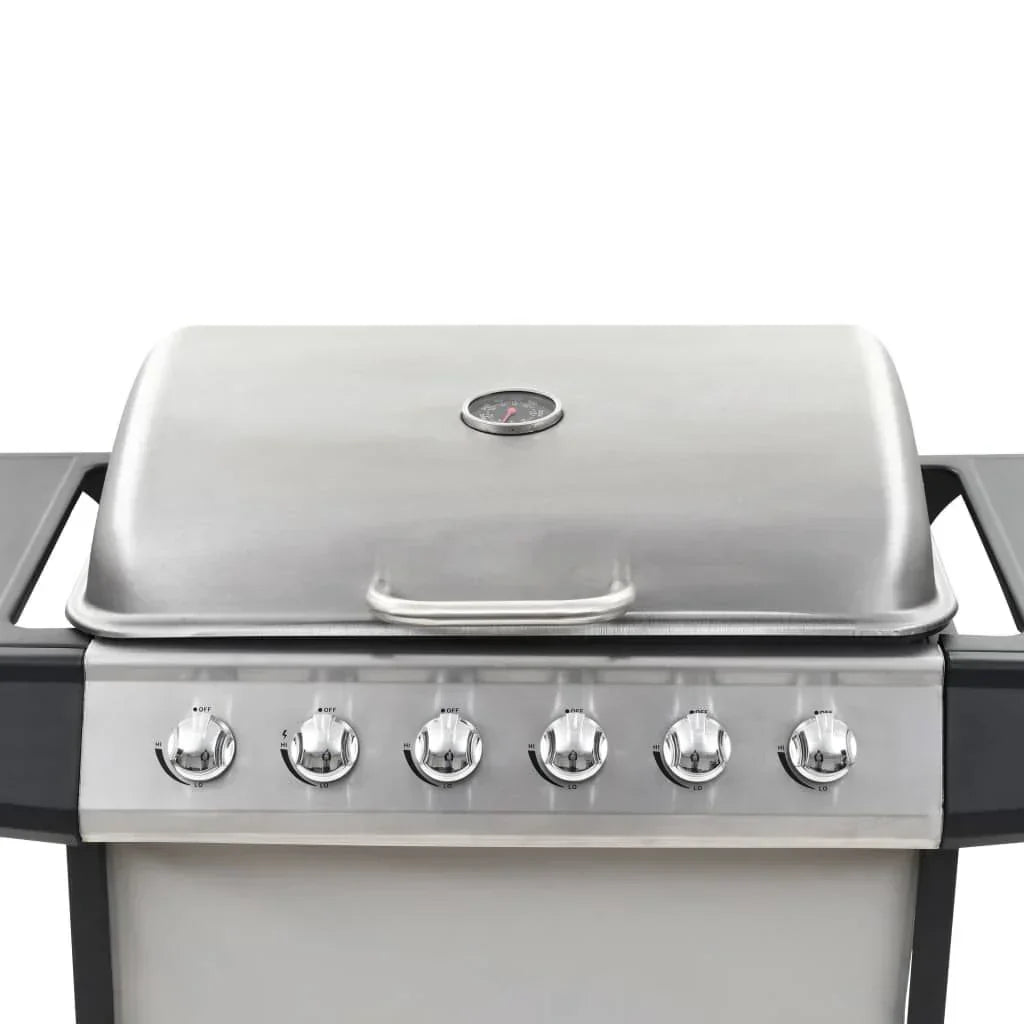 Przenośny Grill Gazowy Z 6 Palnikami Srebrny Stal Nierdzewna Vidaxl