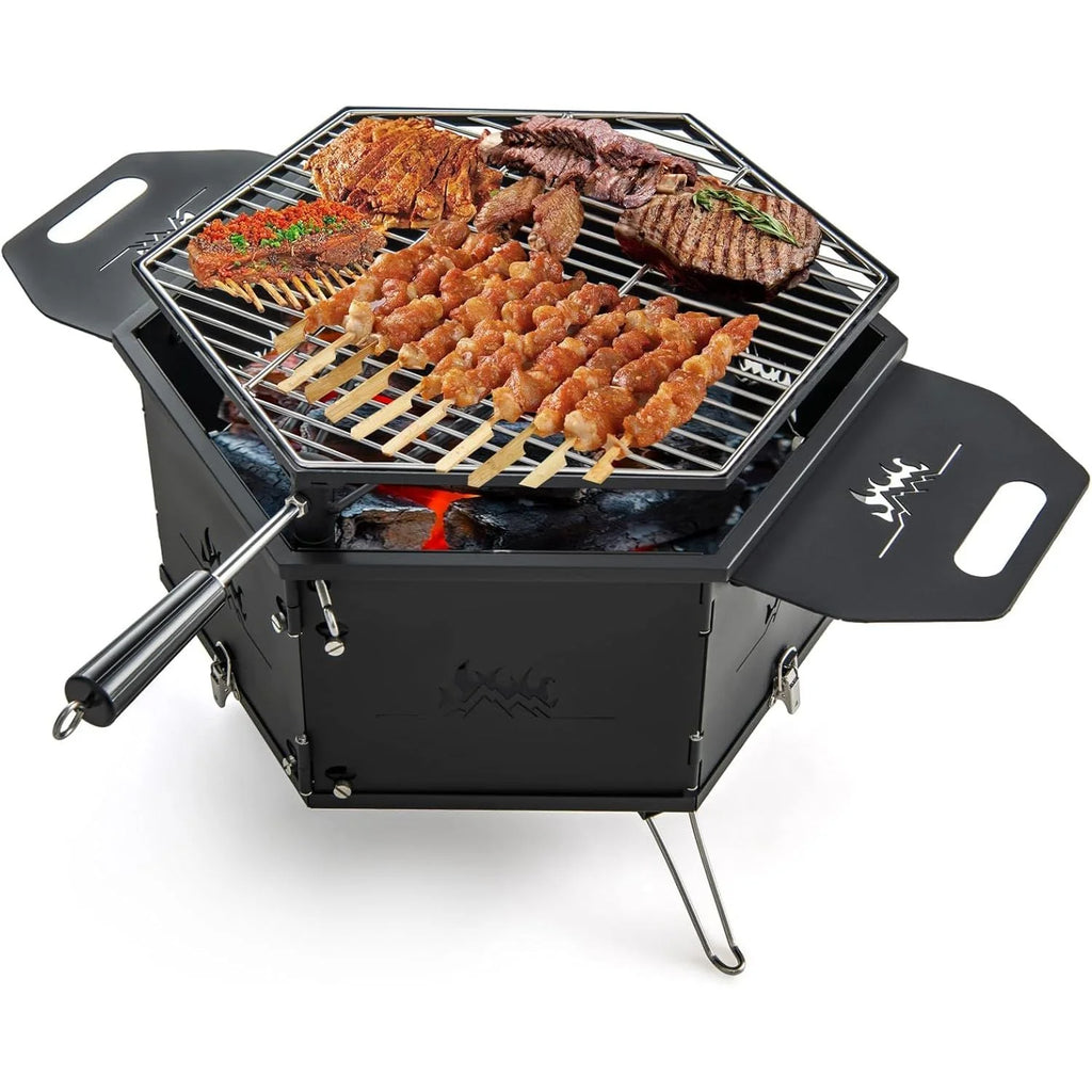 Grill Węglowy Barbacoa Carbon Grande Składany z Rusztem i Składanymi Nóżkami Costway 77 X 74 X 38 Cm