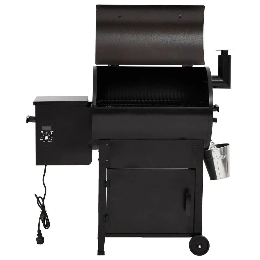 Grill Na Pellet Z Kominem Czarny Żelazny 104 cm Vidaxl