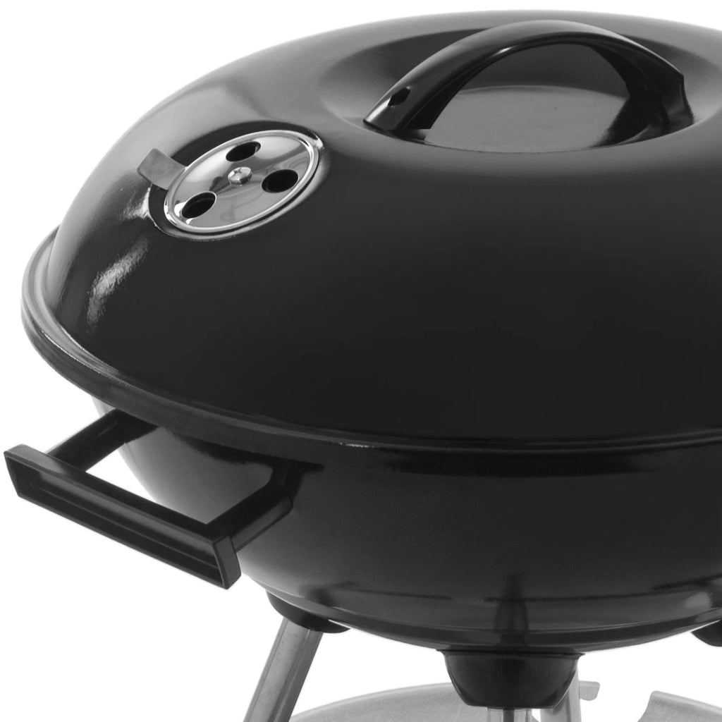 Primematik - Okrągły grill węglowy 41x70 cm z pokrywą i kółkami BBQ Grill do ogrodu i na kemping Kh51000