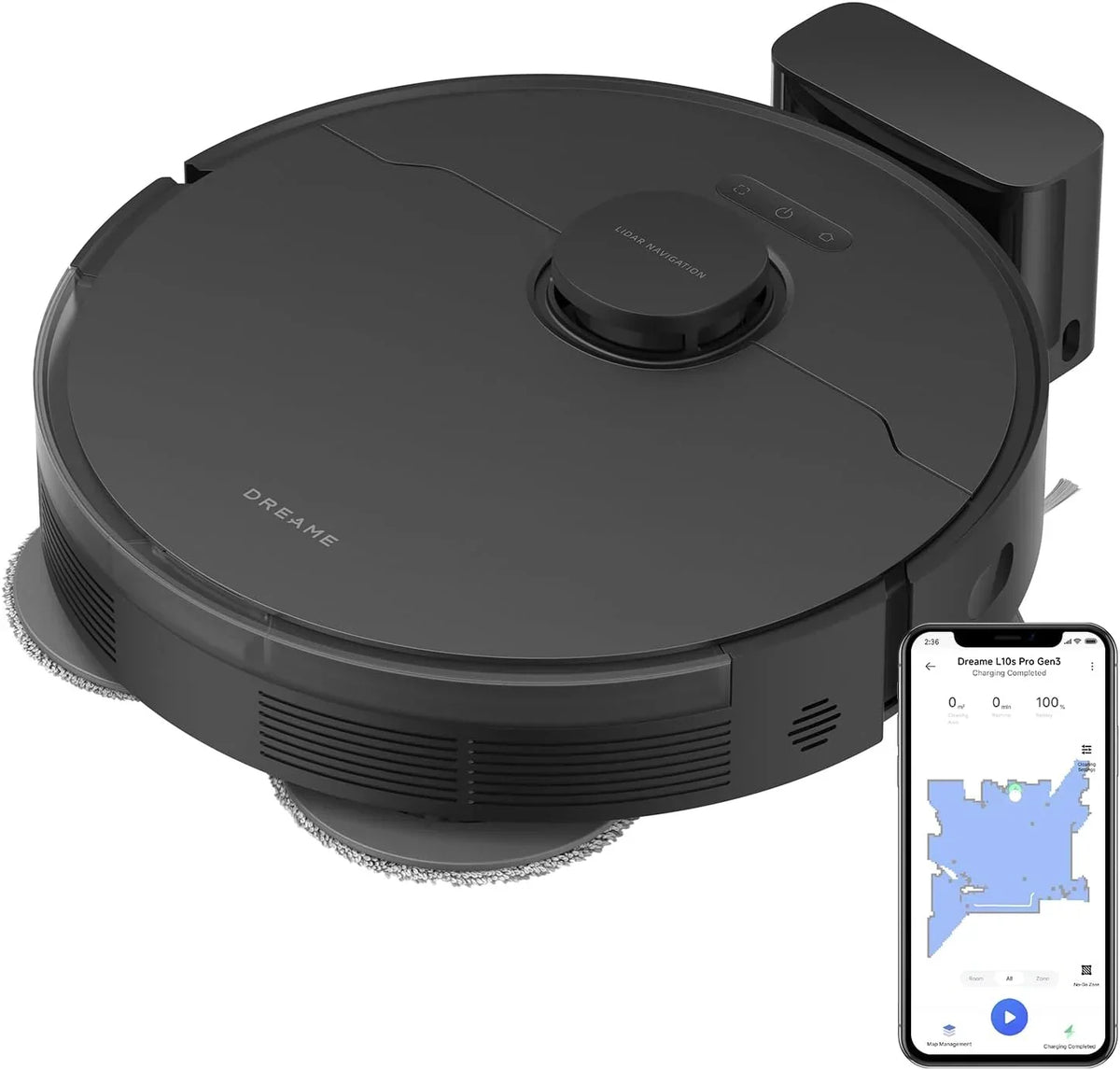 DREAME D20 Pro Plus Robot sprzątający 2 w 1 z funkcją odkurzania i mycia, 13 000 Pa, podwójna szczotka do sierści zwierząt, czyszczenie narożników, opróżnianie, nawigacja LDS, unikanie przeszkód laserem, podłogi twarde/dywany, 5200 mAh