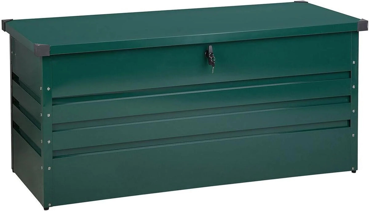 Beliani Cebrosa zielona skrzynia ogrodowa ze stali galwanizowanej 400L