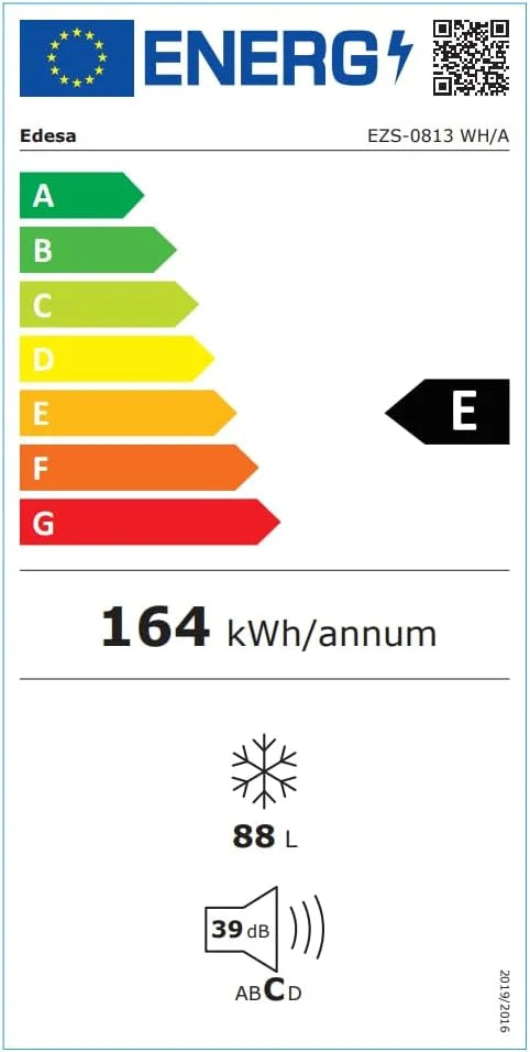 Edesa Congelador Horizontal EZS-0813 WH/A Stolikowy Jednorodne Chłodzenie Mechaniczna Regulacja Temperatury 3 Szuflady i Odwracalne Drzwi Zintegrowany Uchwyt Szerokość 55,3cm Kolor Biały