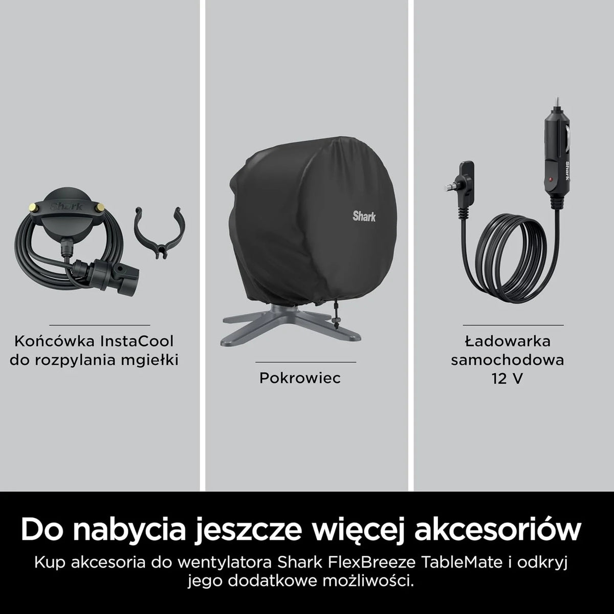 Shark FlexBreeze TableMate Akumulatorowy wentylator wewnętrzno-zewnętrzny, do 24 godz. pracy, wydajne chłodzenie, zasięg 20 m, cichy, 5 prędkości, oscylacja, zdalne sterowanie, zimna mgiełka, FA150EU