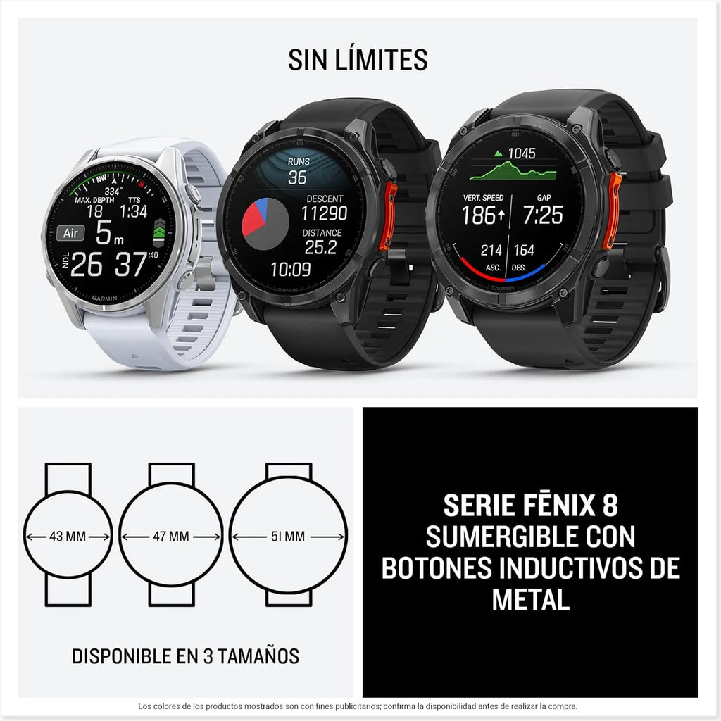 Garmin fēnix 8-51mm - Wysokowydajny multisportowy zegarek GPS z ekranem dotykowym AMOLED, latarką LED, wbudowanym głośnikiem i mikrofonem, mapami i do 29 dni pracy na baterii, czarny