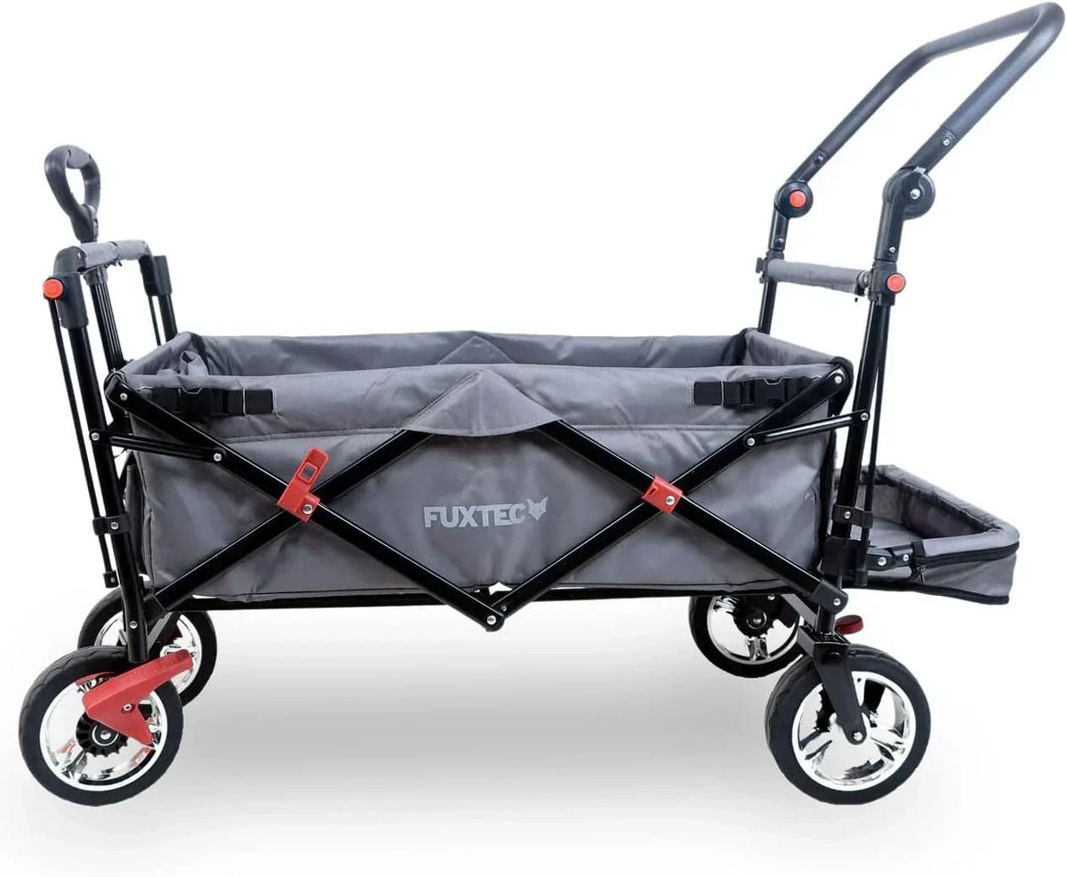 FUXTEC Bollerwagen CT800, Wózek składany, Kolekcja Fux Family – Wózek ogrodowy dla dzieci, do transportu, do miasta, na wieś, na plażę lub w góry – Ciągnij lub pchaj – Ładowność 75 kg