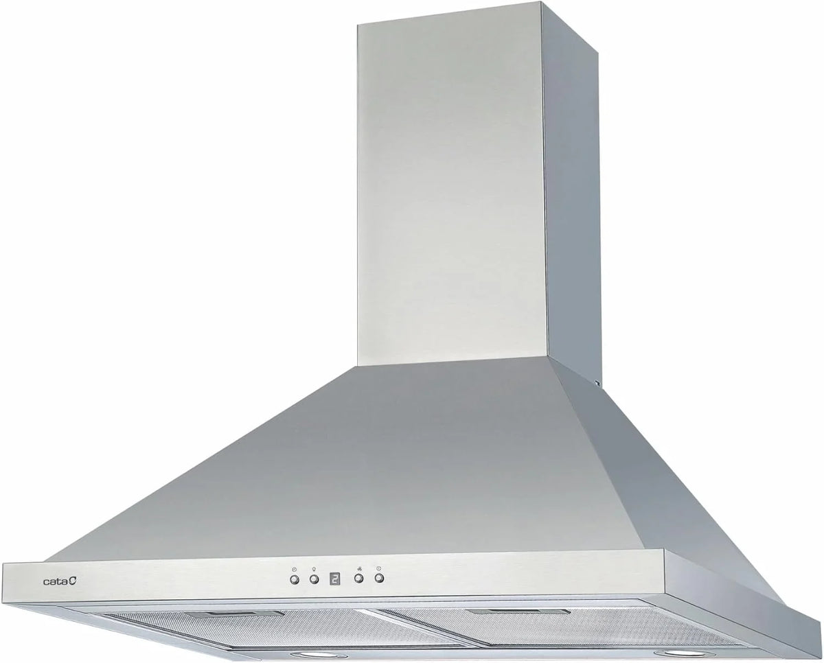 CATA Okap kuchenny BETA PRO 7000 X Sterowanie elektroniczne Timer 3 poziomy mocy wyciągu 1027 m3/h Poziom hałasu 64 dB Silnik A100 Pobór mocy 380 W Oświetlenie LED Kolor Inox