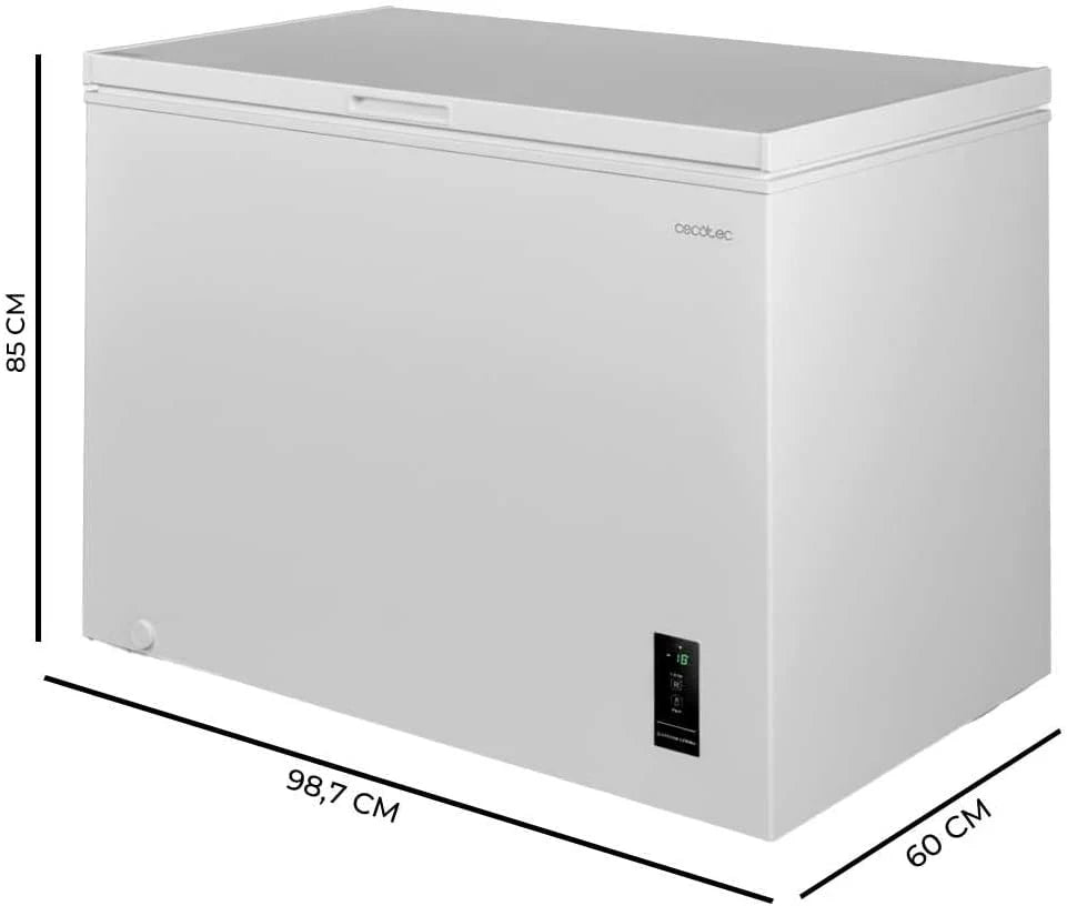 Zamrażarka skrzyniowa Cecotec Bolero CoolMarket Chest 249P, 249L, biała. Kosz z uchwytami, elektroniczne sterowanie LED, UltraContact D-Cool, Dual Function, drzwi ZeroG (80º-30º), Fast Freezing, kompaktowa