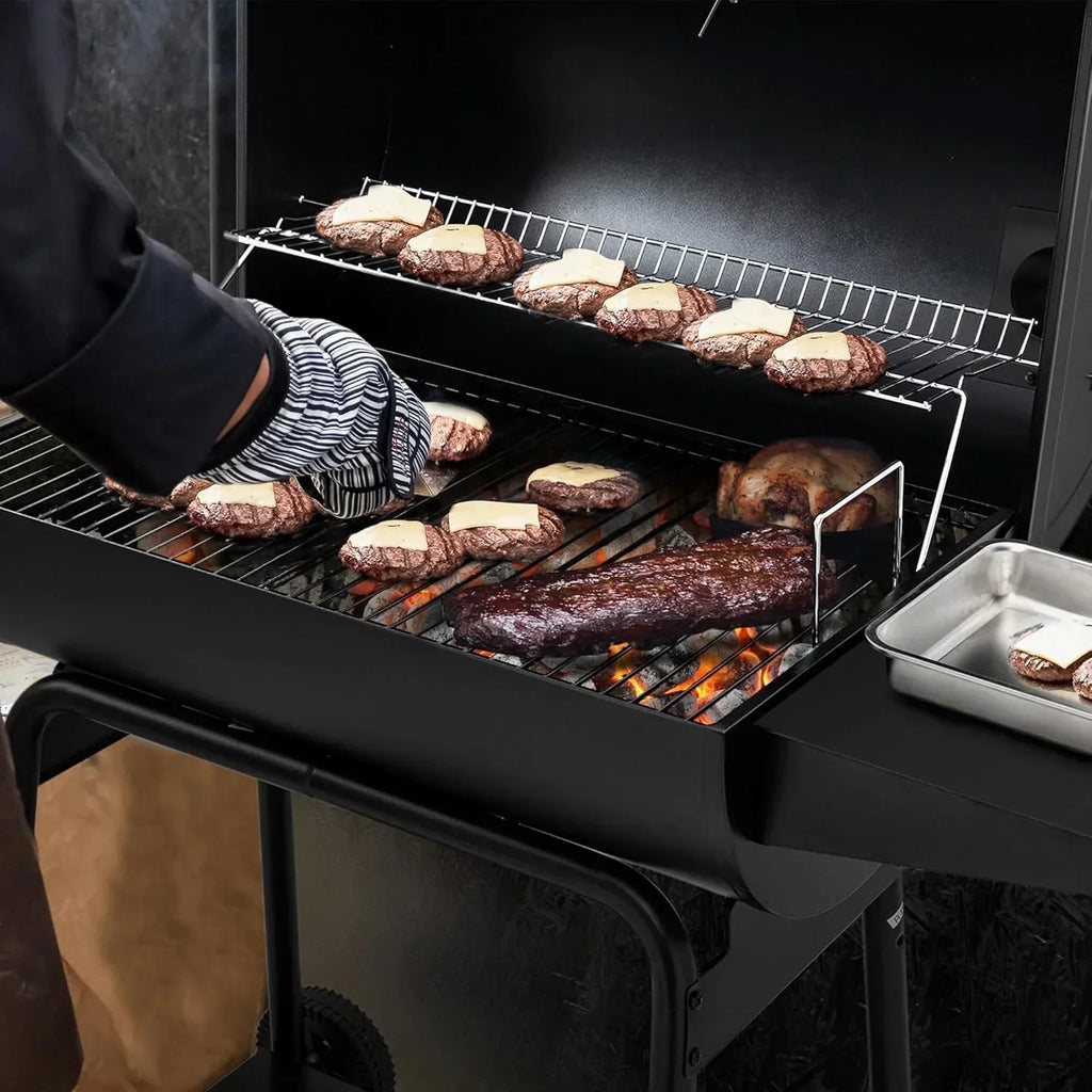 2026 Royal Gourmet CC1830 30-calowy grill węglowy ze składanym stołem bocznym, czarny grill ogrodowy z rusztem o powierzchni 627 cali kwadratowych, idealny na taras, do ogrodu i na przyjęcia