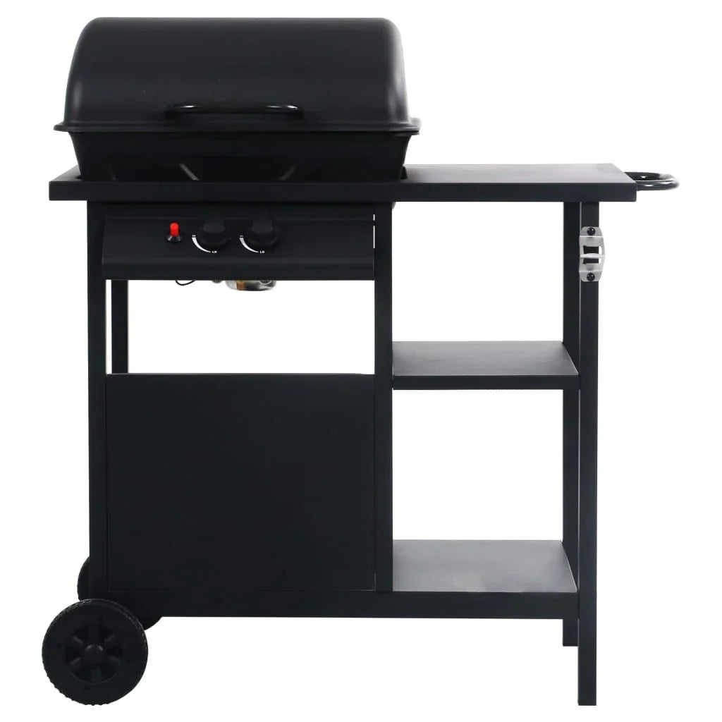 Przenośny Grill Gazowy Z 3-Półkowym Stolikiem Czarny Vidaxl