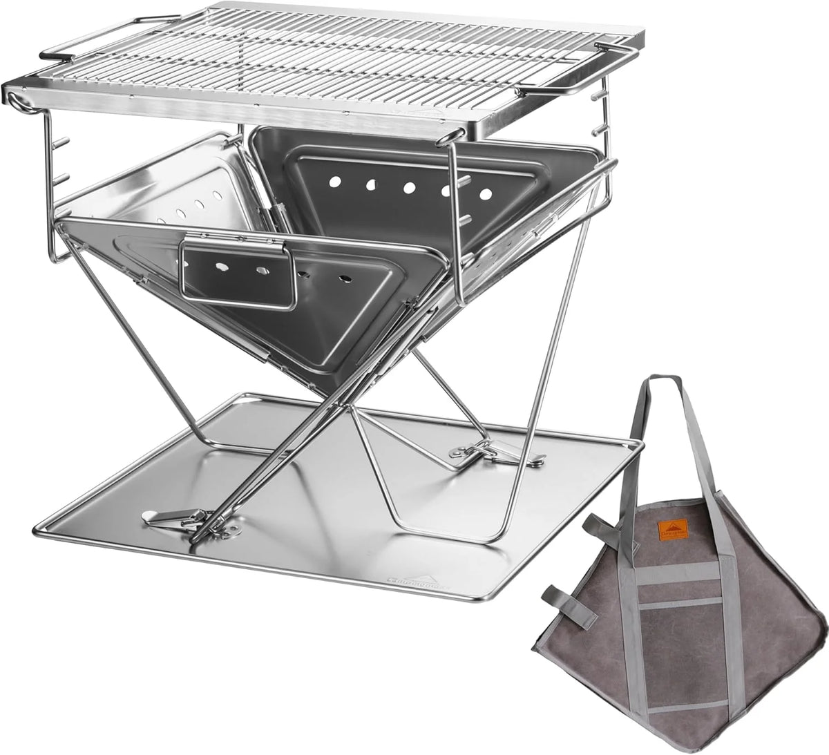 Campingmoon MT-045 składany grill i palenisko ze stali nierdzewnej - duży