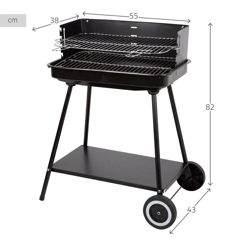 Grill przenośny stalowy 55x43x82 cm - Aktive. Czarny
