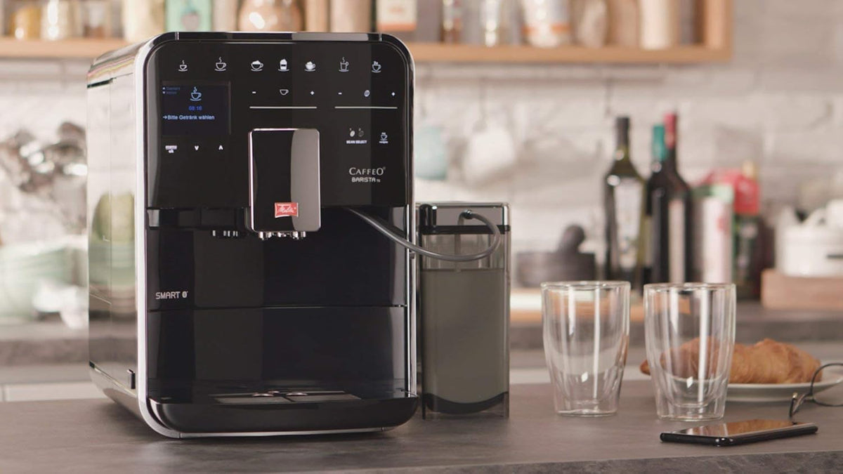 Melitta Caffeo Barista TS Smart F850-101 ekspres do kawy ze zbiornikiem na mleko, aplikacja Connect na telefon (może nie być dostępna w języku polskim), One Touch, filtrowanie Pro Aqua, srebrny