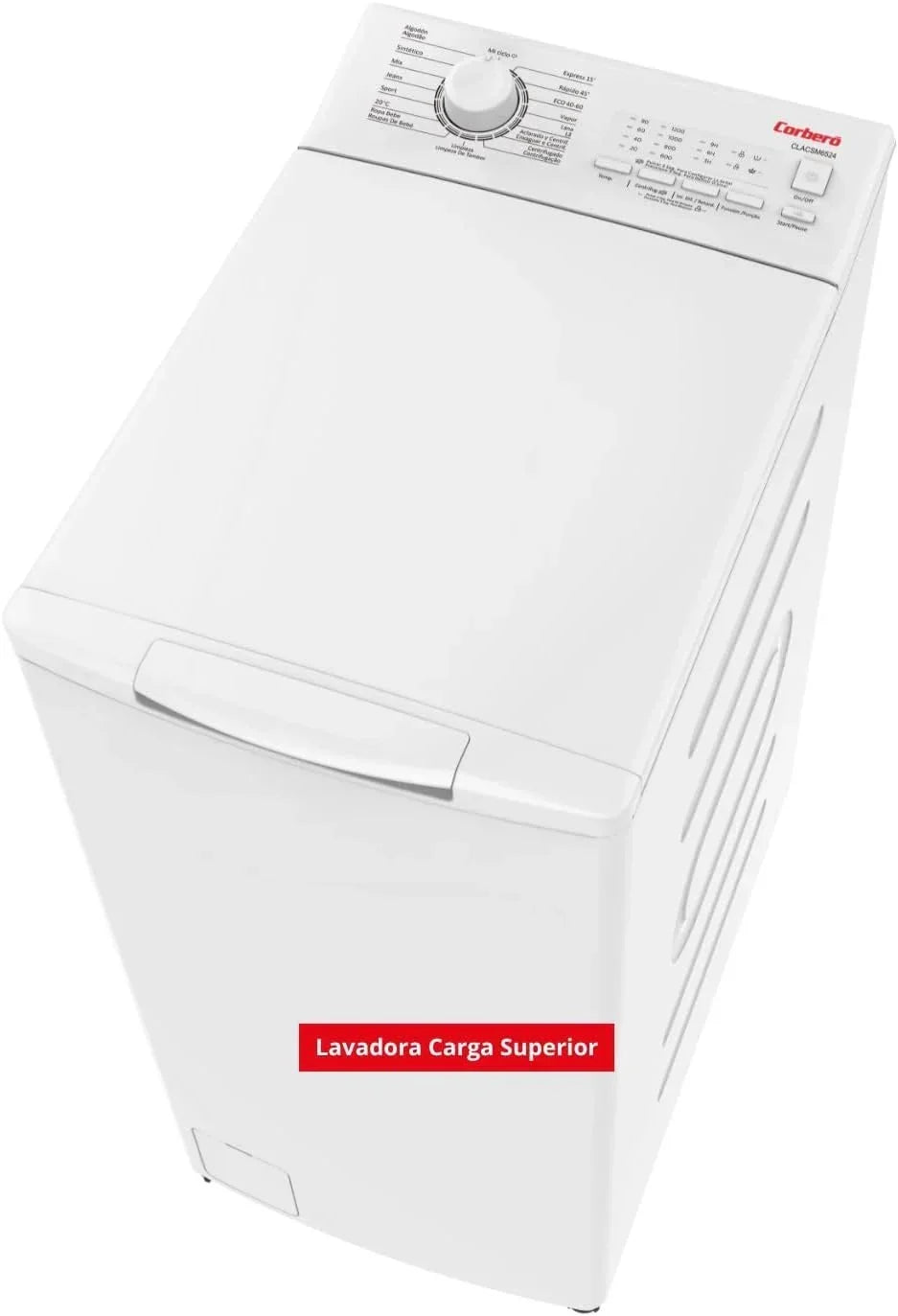 Corberó – Pralka Ładowana Od Góry 6,5 kg | CLACSM6524 | 1200 obr./min | 16 Programów, Funkcja Pary, ECO, Czyszczenie Bębna | Opóźniony Start | Szybkie Pranie | Łatwe Prasowanie | Wskaźniki LED | Biała
