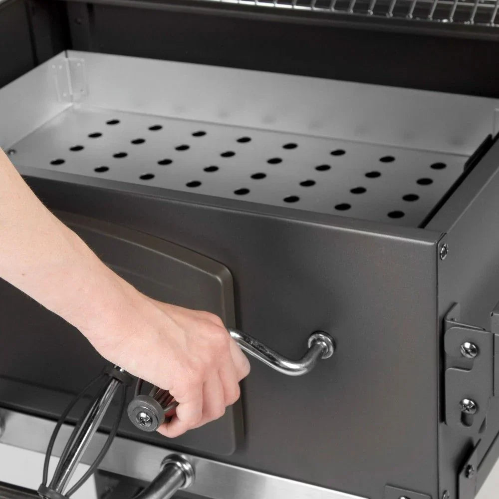 Grill Węglowy Przenośny Z Wędzarnią 102x65x104 Cm - Stal. Czarny