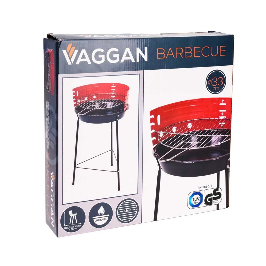 Otwarty grill stojący czerwono-czarny, Ø33 cm